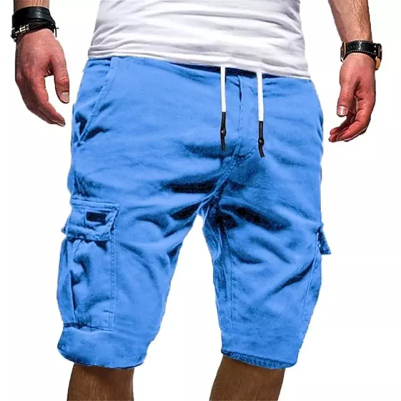 Pantalones cortos de Hip Hop para hombre, 100% algodón, informales, múltiples bolsillos, alta calidad, para correr, Verano