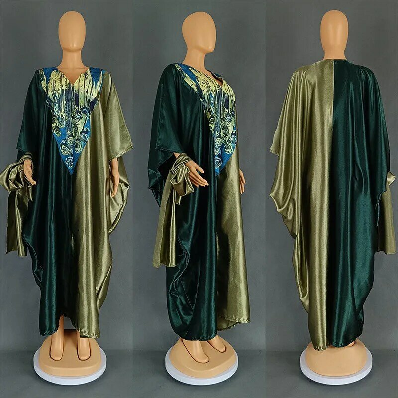 Abayas africanas para mulheres, Dubai Caftan, vestidos de festa, cetim Boubou Robe, Djellaba feminina, moda muçulmana, 2024