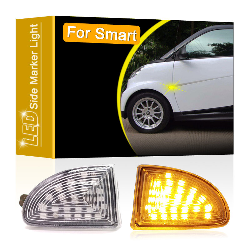 12v clear lens led lado marcador conjunto da lâmpada para smart fortwo 451 mk1/mk2 2007 2008 2009 2010-2015 blinker turn signal luz