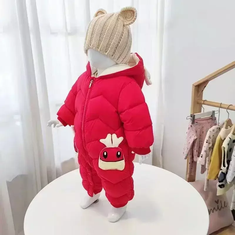 Baby Winter Jumpsuit Toddler Boy Overalls Thicken Flannel Newborn Romper Infant Girl Cotton Clothes Kids Coat Bebes Outerwear