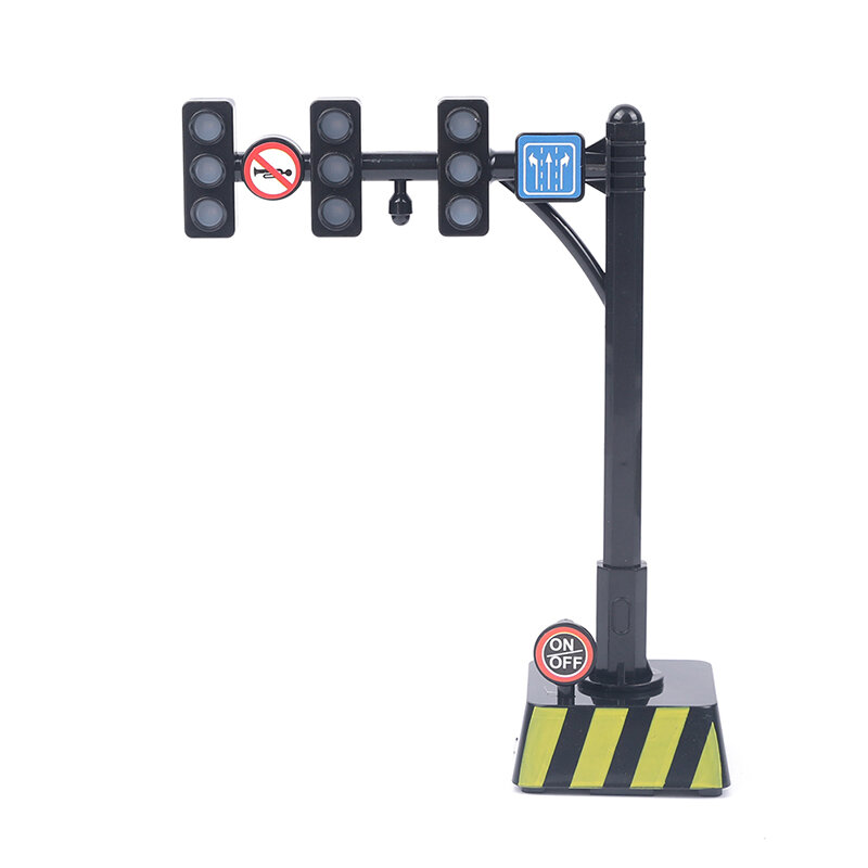 Lámpara de luz de señal de carretera de tráfico, bloque de ladrillo, accesorios de vista de calle de la ciudad, barrera de señal, indicador de límite de velocidad, juguetes de advertencia