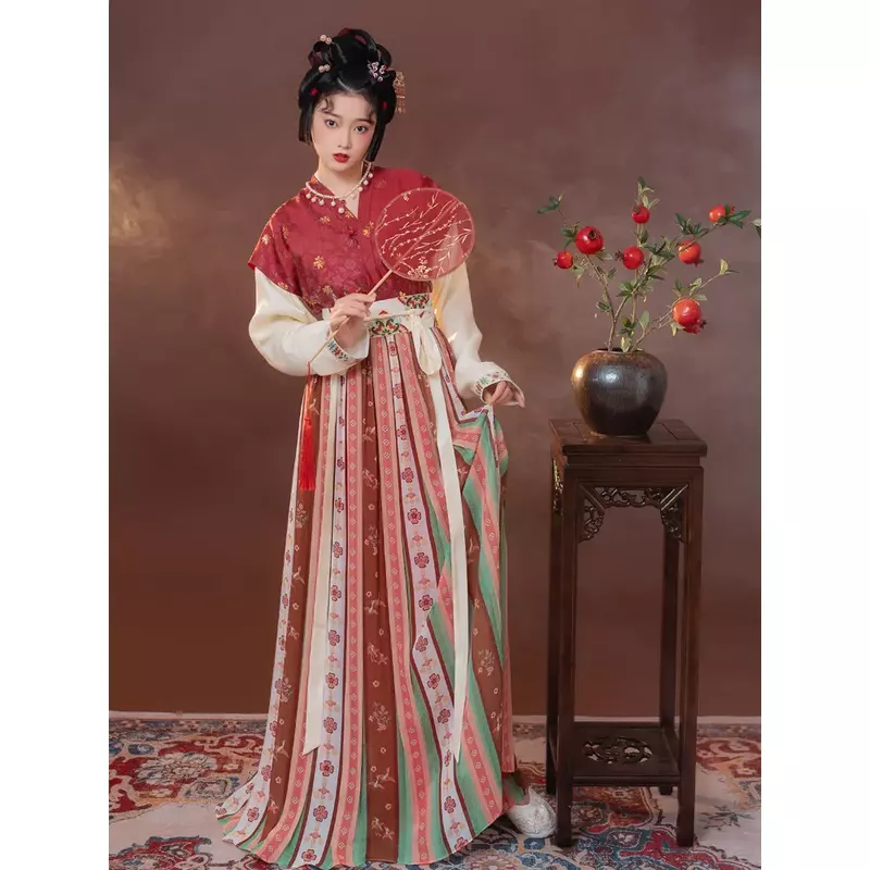 MoYuMao kostum pesta Halloween wanita, Gaun tradisional Tiongkok Royal, baju Dinasti Tang merah Hanfu untuk wanita pakaian dansa, Rok 4M
