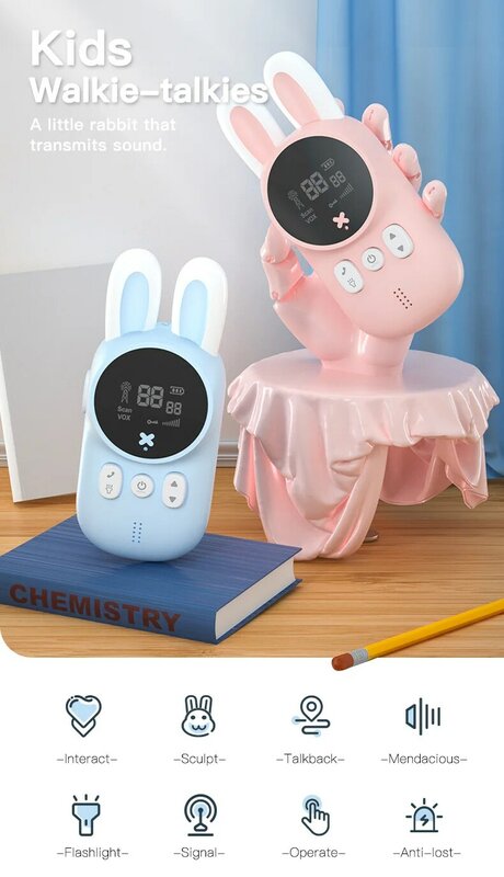 Children's walkie talkie set　2pcs Portable Handheld Children s Mini Toys Transceiver 3KM Range UHF Radio Lanyard Interphone