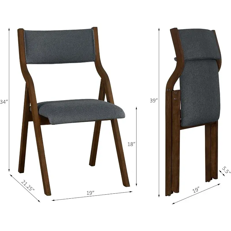 Ball & Cast Modern Folding Chairs Foldable Dining Chairs Set of 2, 18" Seat Height