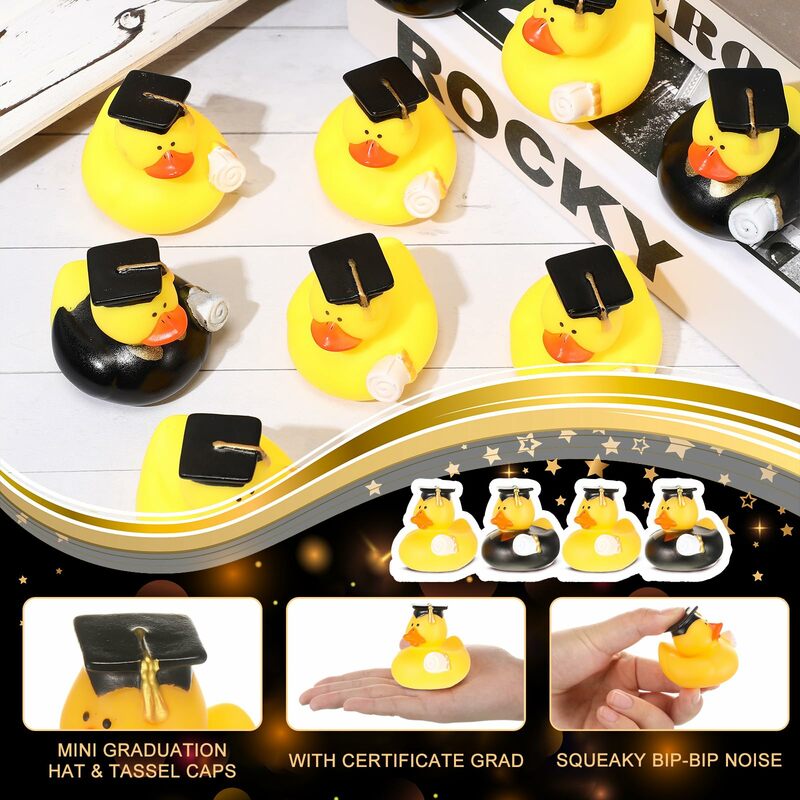 24/48 Szt Graduation Rubber Ducks Graduation Gifts Duck Bulk Graduation Par0ty Favors Decoration Classroom Tassel Cap