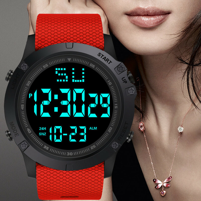 Reloj Digital Led para hombre y mujer, pulsera de cuarzo de goma, resistente al agua, con fecha, estilo militar