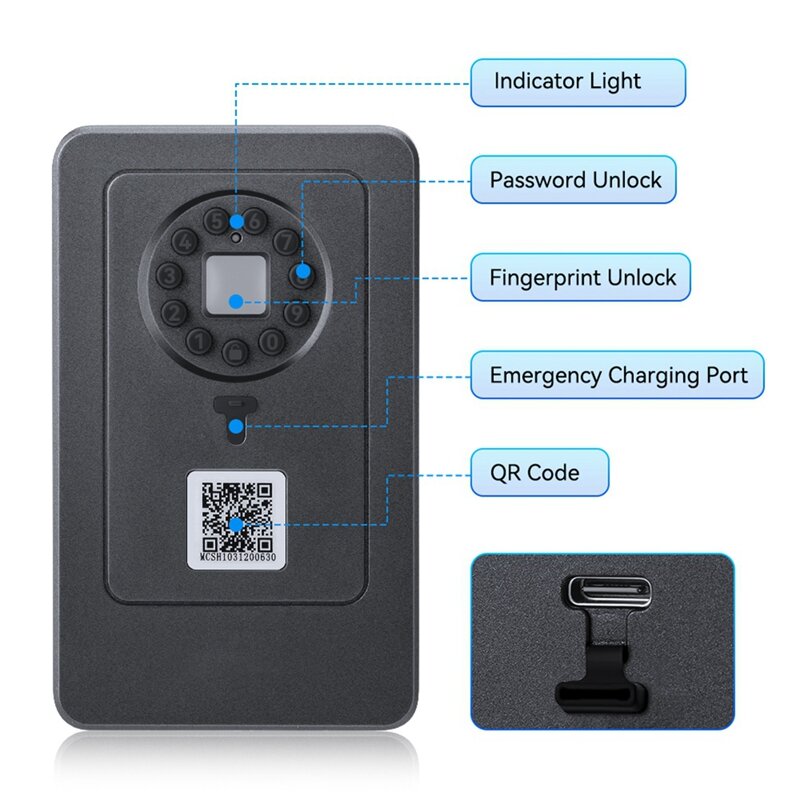 Bluetooth Fingerprint Password Key Lock Box Waterproof Wall Mounted Door Hanging Safe Deposit Box For OKLOK Management