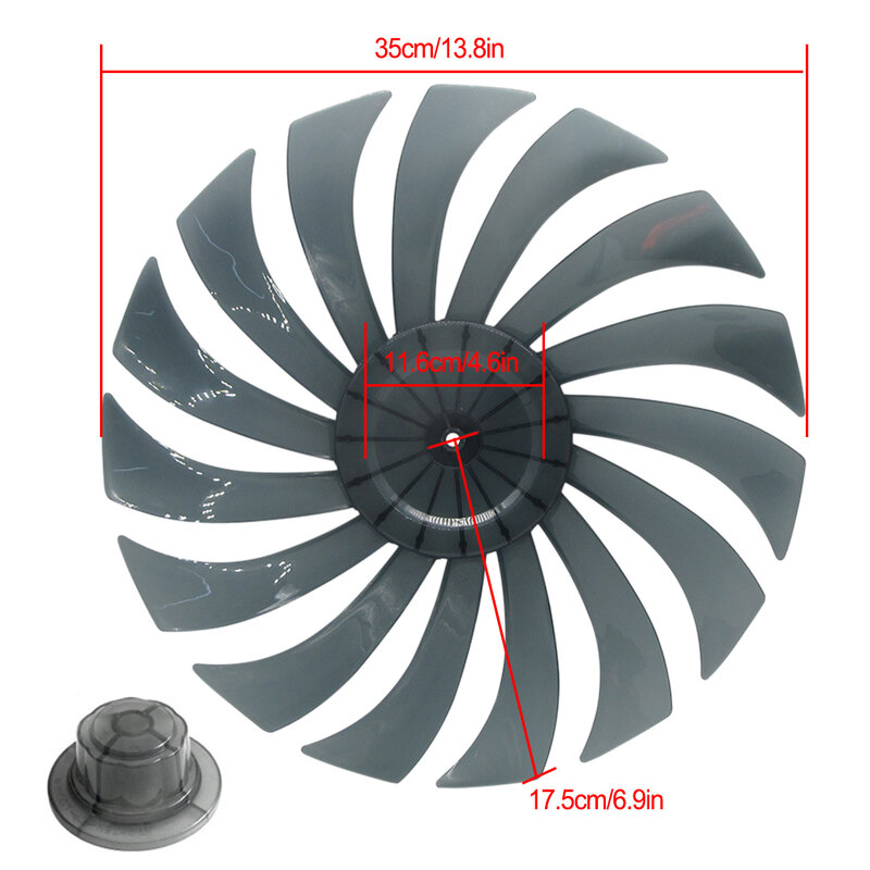 14 Inch 15 Leaf Transparent Black Electric Fan Blade Replacement Accessory Replacement For 14-inch355mm Standing Fan Table Fan