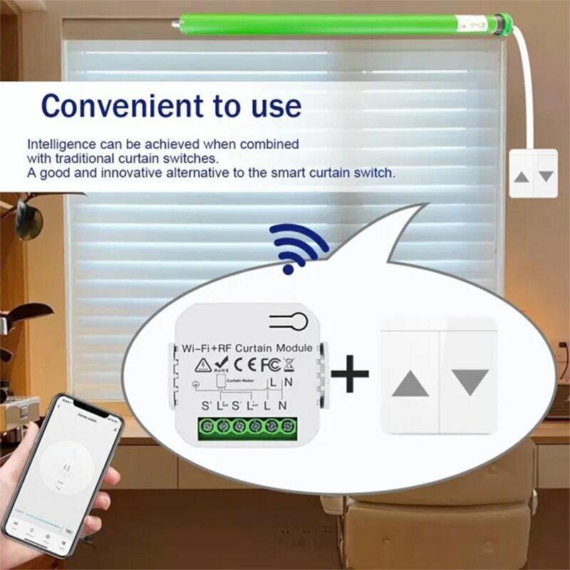 Wi-Fi подключенный роликовый затвор переключатель Tuya умный модуль для штор двигатель для жалюзи 433 МГц пульт дистанционного управления для Alexa Google Home