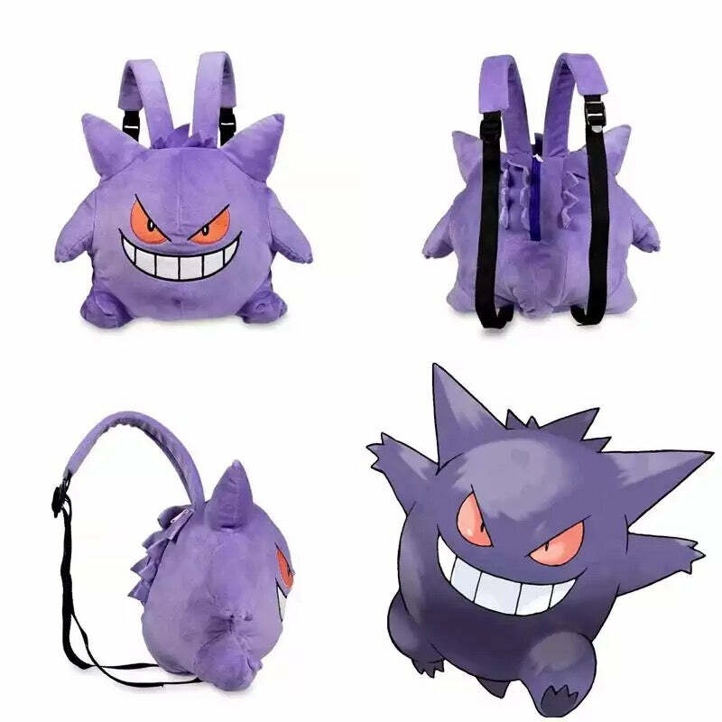 Sac à dos en peluche de style japonais Pokémon, sac à dos mignon, cartable Kawaii, accessoires de cosplay, cadeaux de mode, Gengar, Eevee, Sicilax