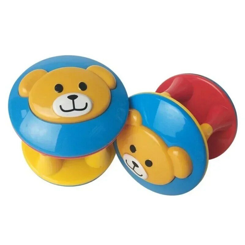 Zabawki dla dzieci z kulką dla zwierząt dwugłowe dzwonki z niedźwiedziem ruchoma grzechotka niemowlę rozwija inteligencję