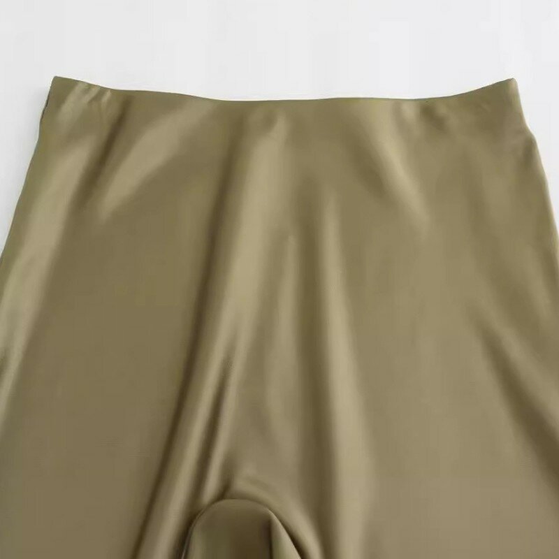Faldas Midi de satén para Mujer, Falda larga de cintura alta, Vintage, elegante, Color sólido, para fiesta, primavera y verano, 2024
