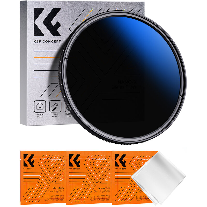 K&F Concept 40.5 58 62 67 77 82mm Ultra-Slim Multi Coated ND Fader Variable Neutral Density Filter ND2 to ND400 for Camera Lens