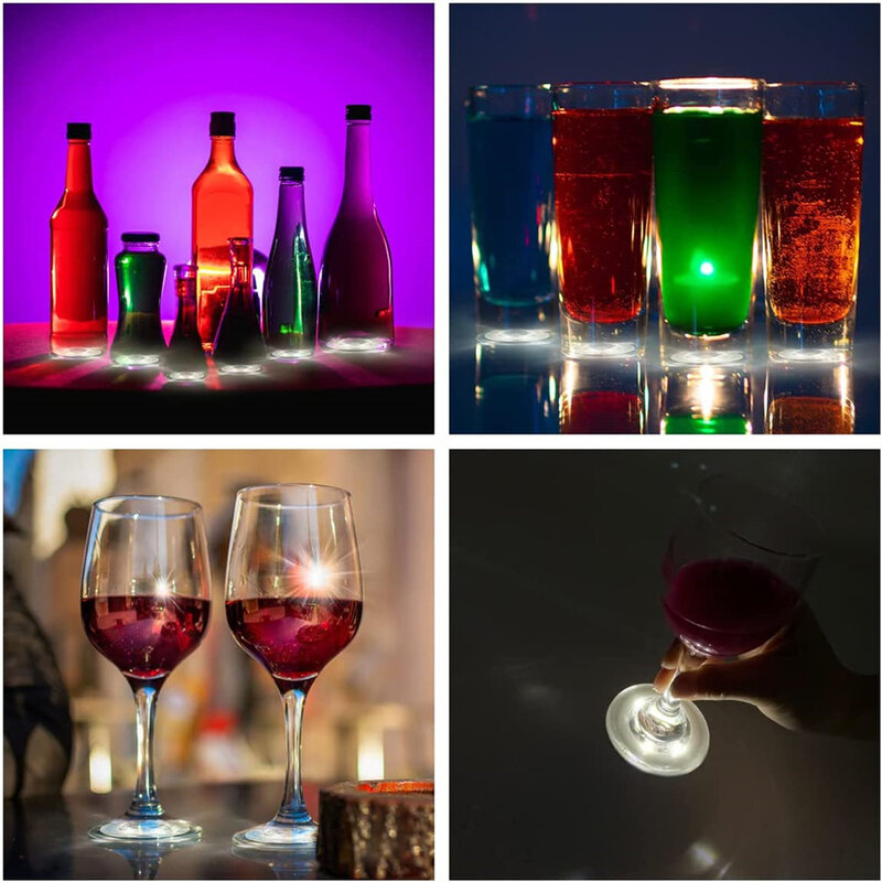 Posavasos LED de 1 a 20 piezas, luces de 4leds, pegatinas para Bar, bebidas, copa de vino, licor, posavasos, luz de ambiente