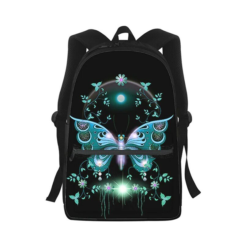 butterfly blue painting watercolor Men Women Backpack 3D Fashion Student School Bag Laptop Backpack Kids Travel Shoulder Bag