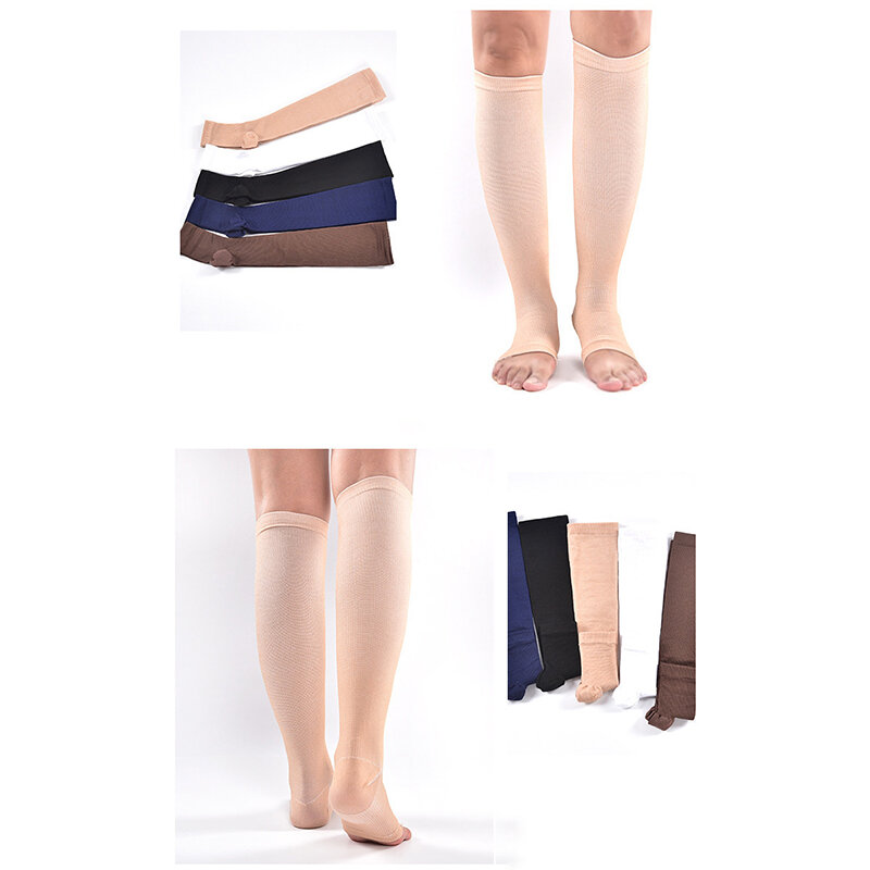 Calcetines de compresión para piernas, medias médicas elásticas para venas varicosas, alivio de la fatiga, calentador de piernas, manga de pantorrilla, 1 par
