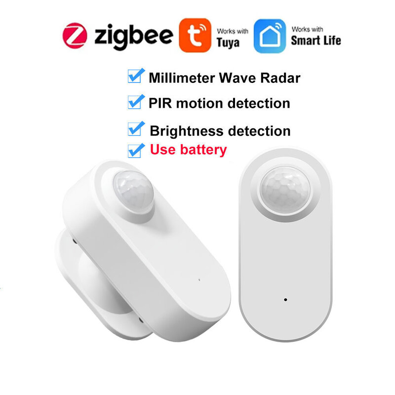 Detector de presencia humana Tuya Zigbee, detección de luminancia/distancia, Sensor de movimiento PIR inteligente, compatible con asistente de hogar Zigbee 2mqtt
