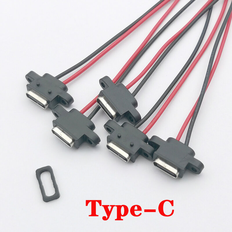 Conector USB tipo C impermeable con hebilla de tarjeta, de alta corriente de carga rápida 3A conector hembra, 1-5 piezas, conector tipo C, cargador de USB-C