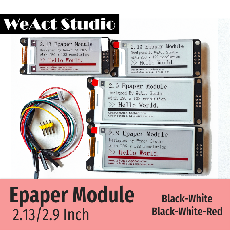 Tela de exibição WeAct-E-Paper E-Ink EInk, SPI, preto-branco-vermelho, 2,9 polegadas, 2,13 polegadas, 2,9 polegadas, 2,13 polegadas