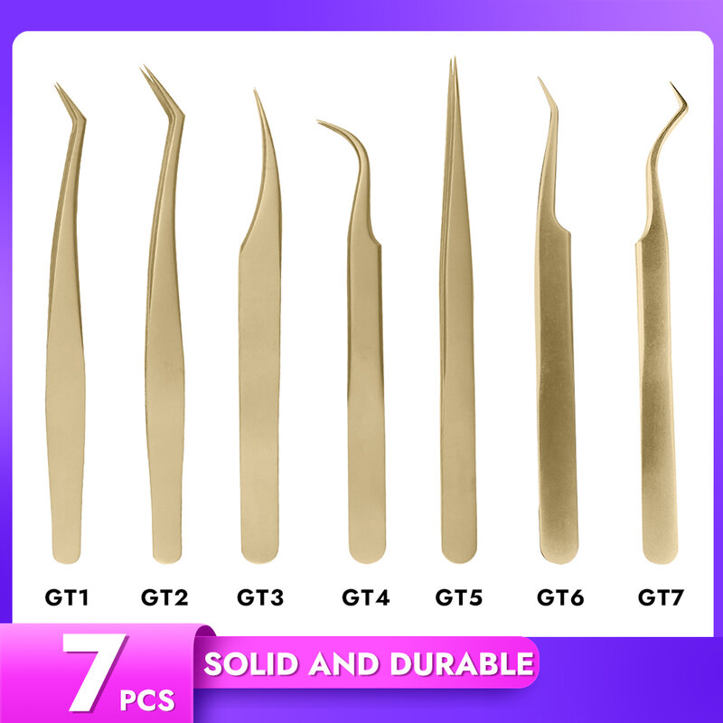 Pinças de extensão de cílios comelylash volume aço inoxidável precisa ferramentas pinça de ouro cosméticos