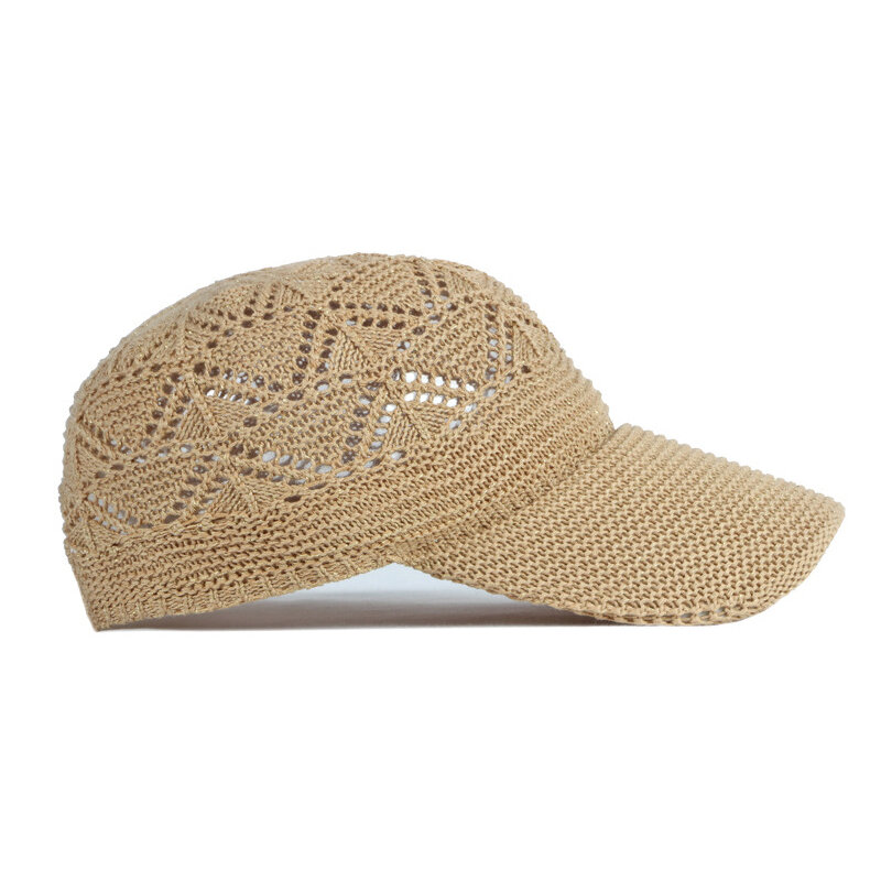 หมวกเบสบอลแบบกลวงของผู้หญิงสำหรับฤดูร้อนหมวกถักระบายอากาศได้หมวก Topi jala วันหยุดปรับได้หมวกบังแดด