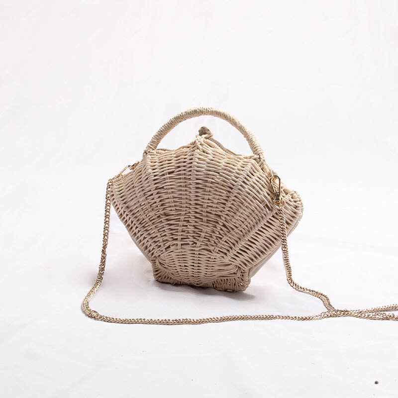 Модная ракушка из ротанга, женские сумки на плечо, женская сумка, милая сумка через плечо, летняя пляжная соломенная сумка, маленькие Балийские кошельки