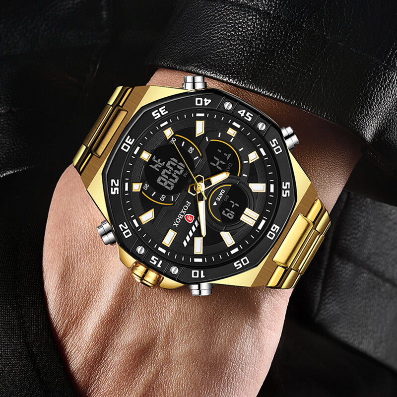 LIGE Dual Display Watches For Men Fashion Business Waterproof Watch Men Top Brand Luxury Sport Quartz Chronograph Reloj Hombre