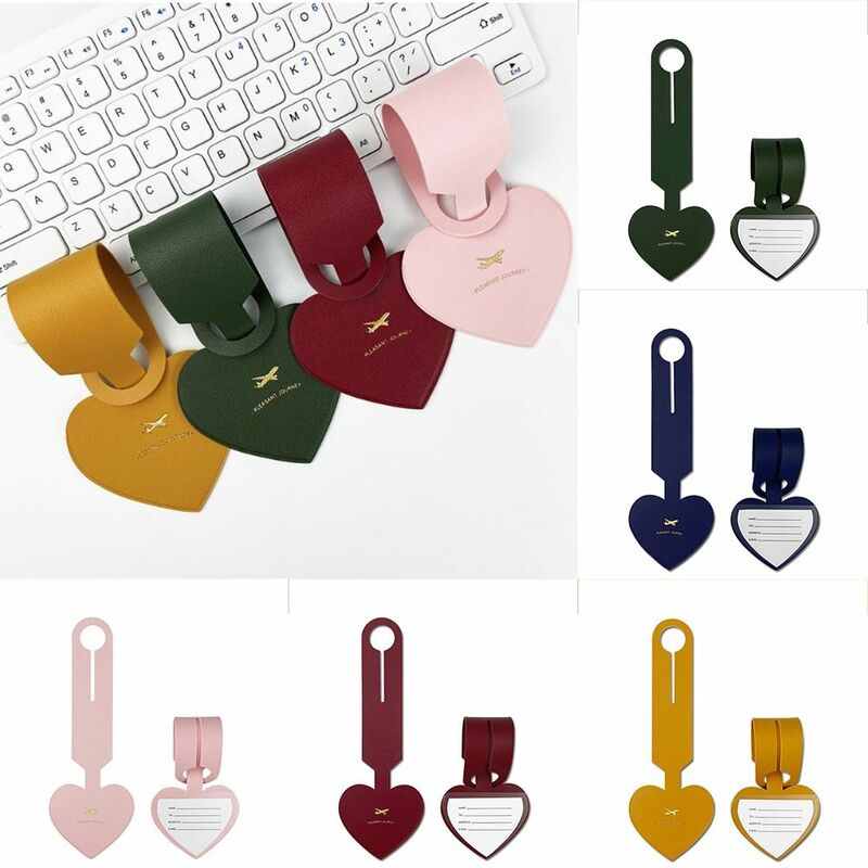 Love Shape Luggage Tag, Airplane Suitcase Tag, Cartão de Informação, Etiqueta Endereço, Acessórios de Viagem