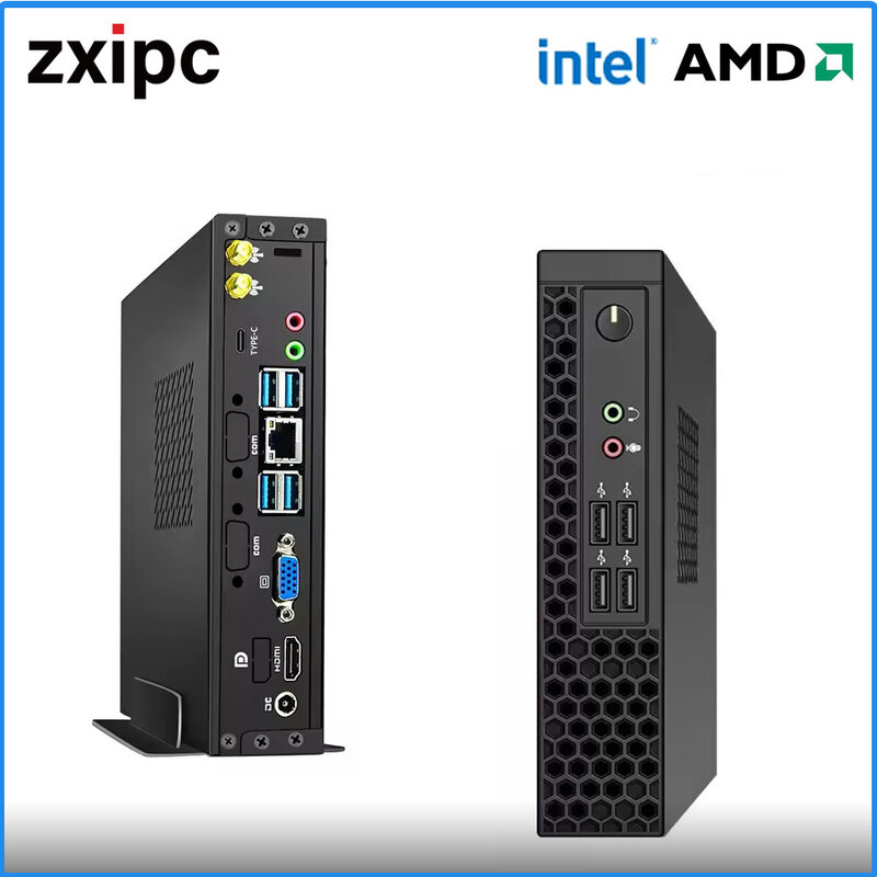 คอมพิวเตอร์ขนาดเล็ก Ryzen AMD 4700U R7 Intel I5 N5095 8แกน Win11จอแสดงผลคู่4K HD DDR4 NVMe WIFI6 BT คอมพิวเตอร์ตั้งโต๊ะขนาดเล็ก