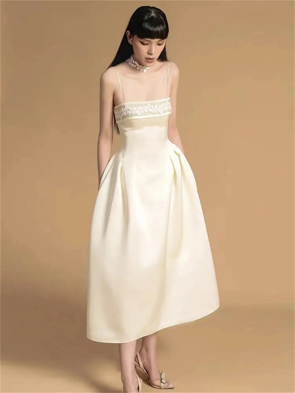Новые Простые Вечерние платья милое атласное платье на бретельках с аппликацией для вечеринки выпускного вечера бальное платье
