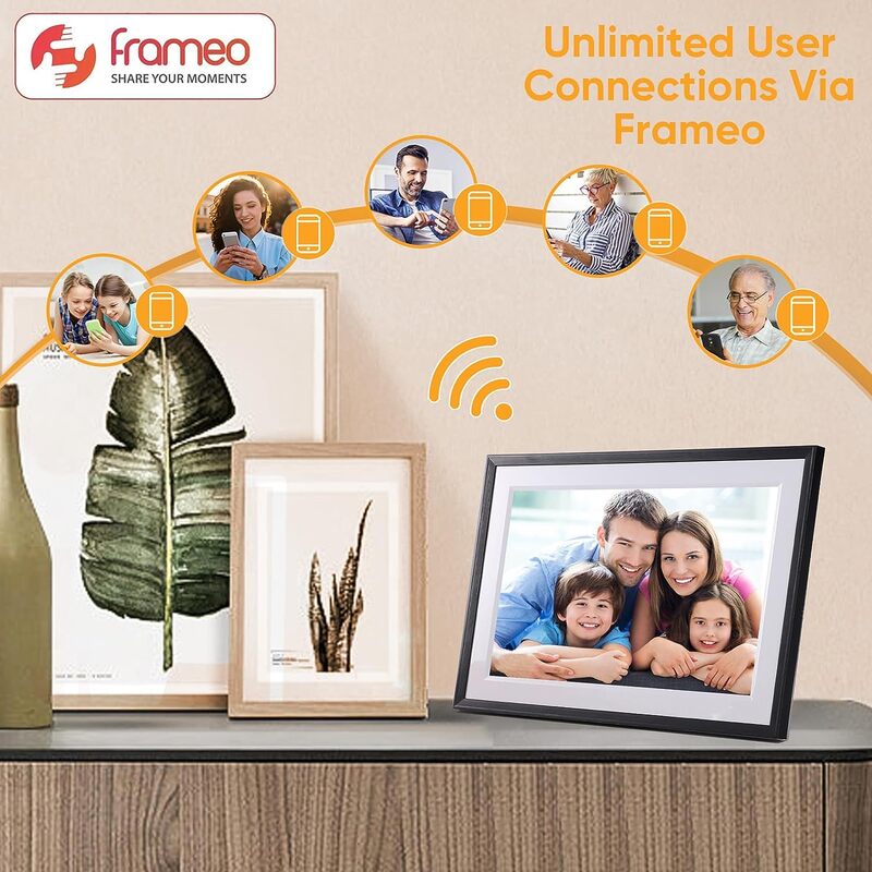 Frameo Digital Picture Frame, Smart WiFi, Digital Photo Frame, 1280x800 IPS, HD Touch Screen, Montável na parede, 32GB, 10,1"