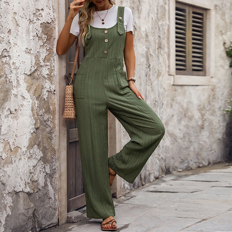 MIEGOFCE European and American women's comfortable casual texture pants 2024 summer new loose pleated one-piece overalls A387