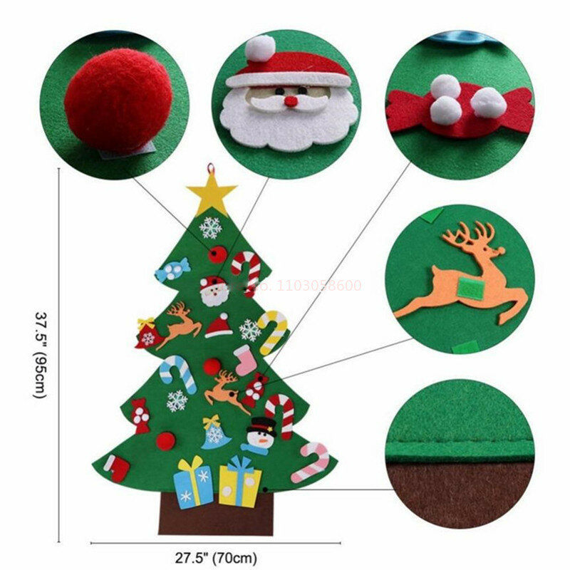 몬테소리 장난감 펠트 크리스마스 트리 DIY 어린이 벽 장식 공예 조명, 어린이 크리스마스 걸이식 장식, 가정