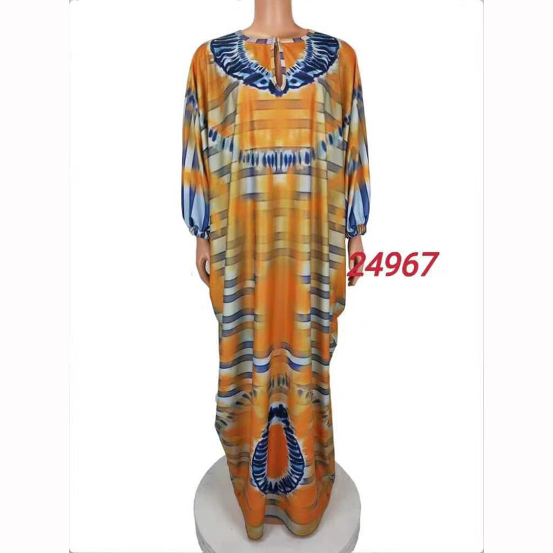 Afrykańska narodowość bliskowschodnia lato nowy Batsleeve duży rozmiar drukowany luźna talia zestaw długa sukienka ML101Q29