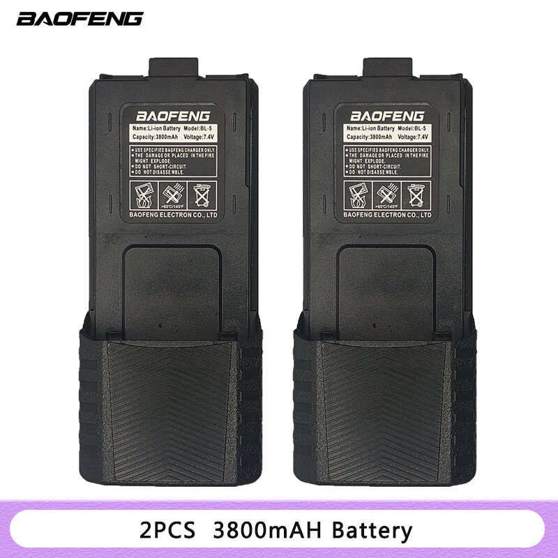 Baofeng Walkie Talkie UV-5R Battery 1800/3800mAh BL-5 Battery For Radio Parts BaoFeng Pufong UV 5R uv5r baofeng Radio Receiver