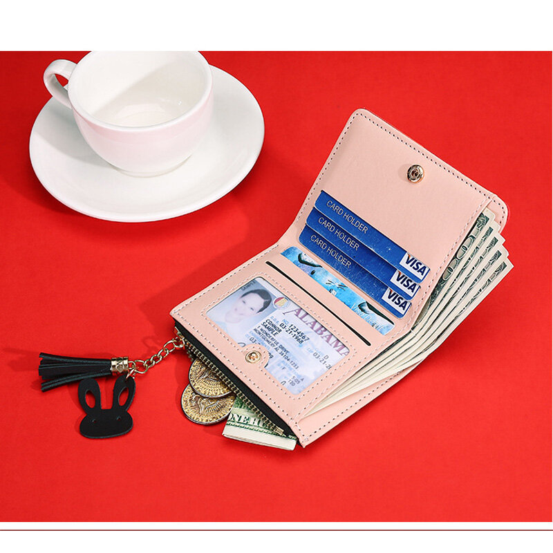 여성용 접이식 휴대용 지퍼 클러치 백, 여성용 동전 지갑, 멀티 카드홀더 소형 지갑, 패션