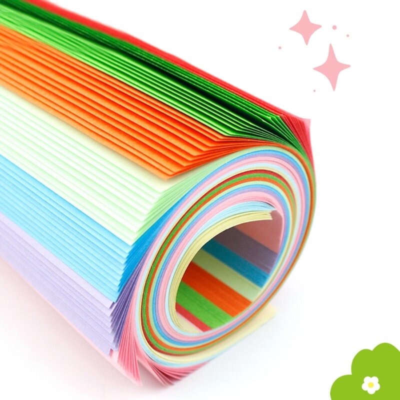 다채로운 색상의 사각형 종이 접기 양면 접이식 종이 키트 어린이용, 두뇌 발달 100 장