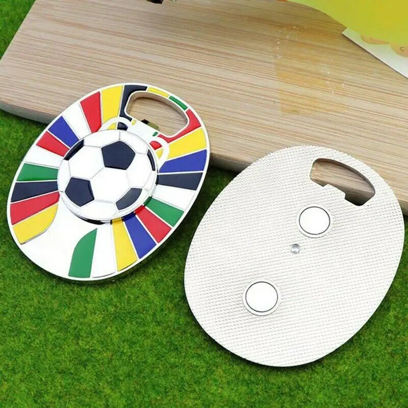 1 buah pembuka botol sepak bola 2024 Eropa Cup kulkas sepak bola MagnetsTwo dalam satu desain untuk stiker kulkas untuk penggemar sepak bola