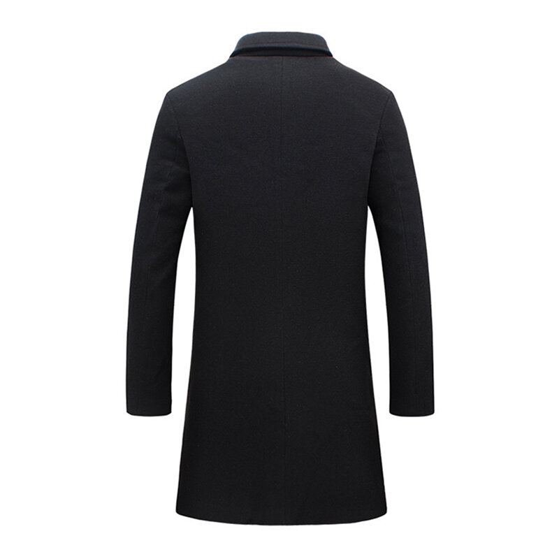 Abrigo largo con solapa de un solo pecho para hombre, chaqueta informal, gabardina de talla grande, abrigos de lana de Color sólido, moda de otoño e invierno