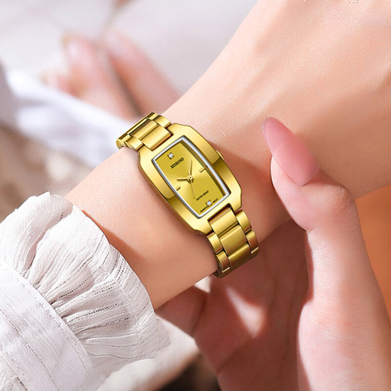 BINBOND-Montre-bracelet de luxe en acier doré pour femme, étanche, à quartz, nouvelle collection 2023