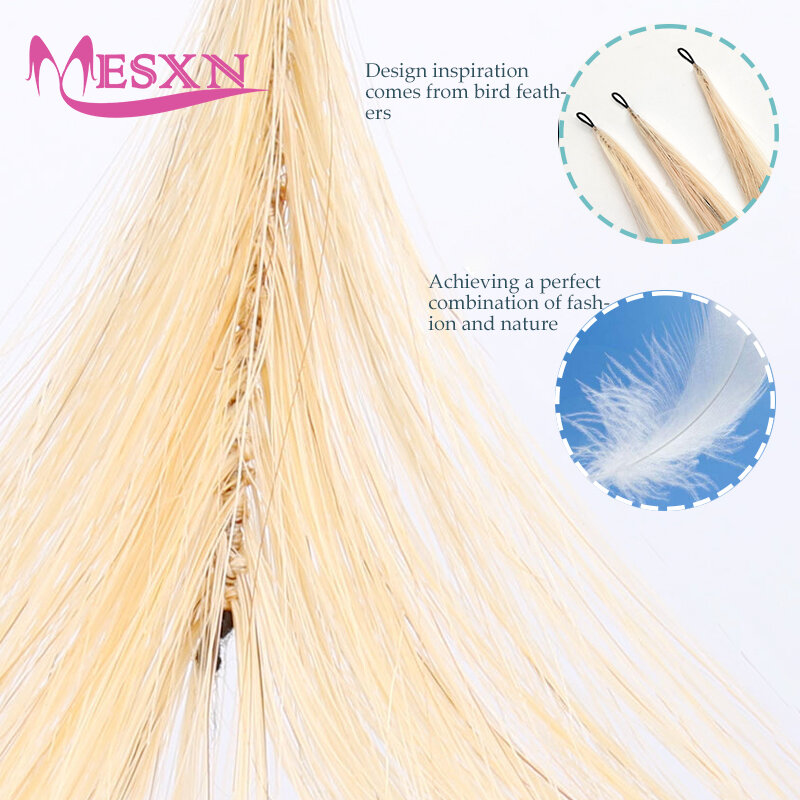 Новинка, прямые натуральные человеческие волосы для наращивания MESXN Feather, коричневые светлые волосы для наращивания, 16-24 дюйма, 0,8 г/стран