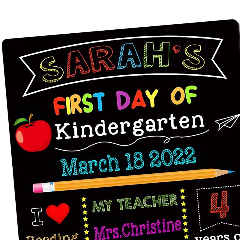First & Last Days of School Chalkboard, 1st Day of School Sign Reusable, 12 10 inch Double Sided Back to School Board