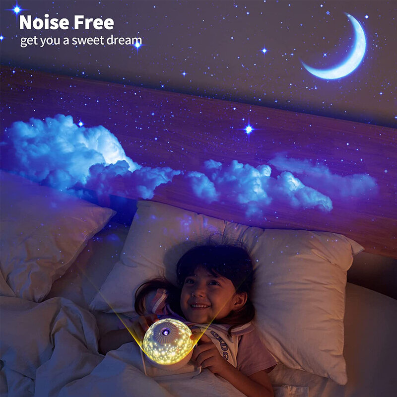 جهاز عرض ضوء ليلي مجرة مصباح إسقاط نجمة مع سديم كواكب قمر أورورا 360 درجة قابل للدوران فوكاسابل لهدايا غرف نوم الأطفال
