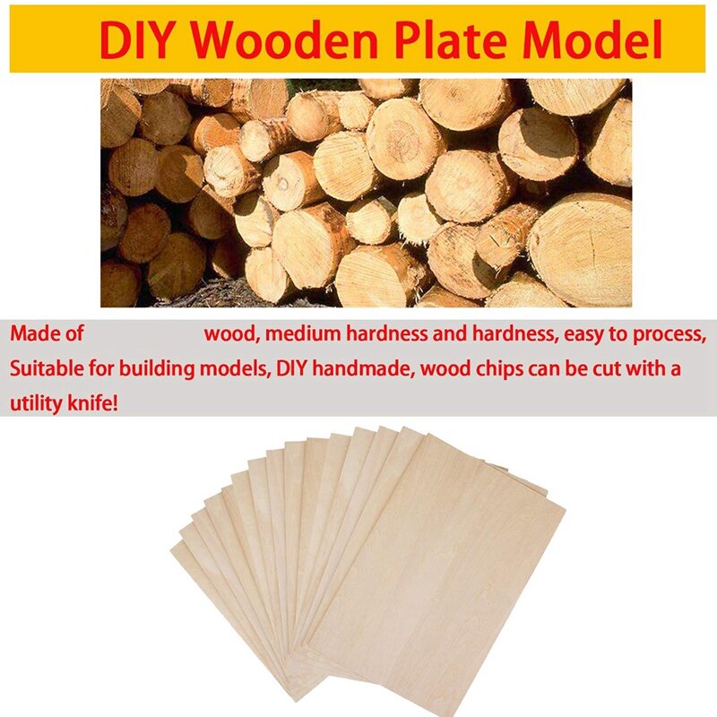 15 Pack Unfinished Wood Sheets,Wood Thin Wood Board For House Aircraft Ship Boat Arts And Crafts,DIY Ornaments