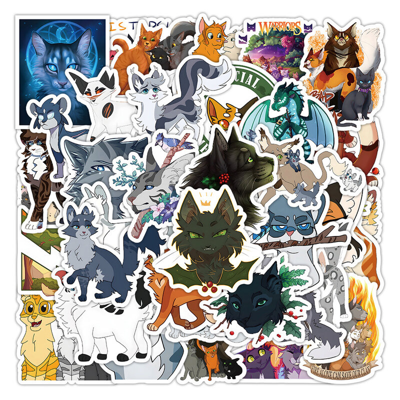 10/30/50/100 pçs gato guerreiro anime dos desenhos animados adesivo diy diário portátil bagagem skate graffiti diversão para o miúdo