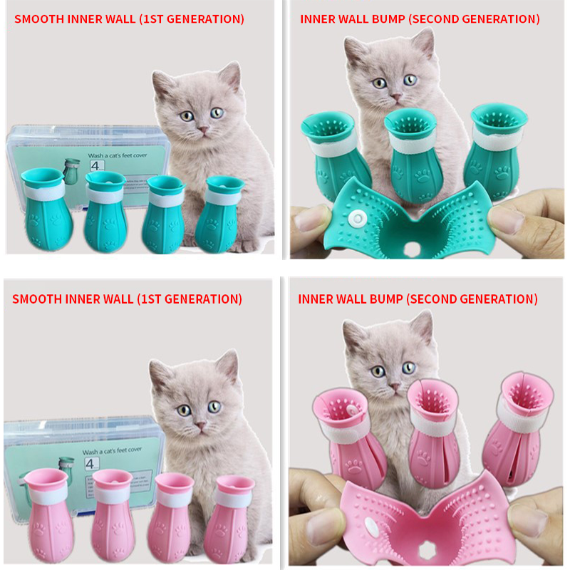 ใหม่ Multi-Purpose แมวเท้าล้างฝาครอบ Anti-Scratch รองเท้าเล็บชุดสำหรับอาบน้ำสำหรับสัตว์เลี้ยง Cat Claw Paw ป้องกัน...