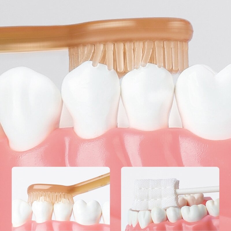 แปรงดูแลทันตกรรมซิลิโคนแปรงทำความสะอาดฟันแปรงขนนุ่มแปรงลิ้น QX2D