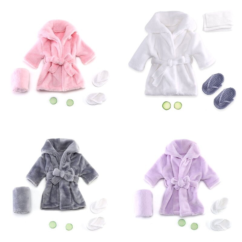 Piękny strój noworodka zdjęcie rekwizytu szlafrok dziecięcy ręcznik plasterki ogórka zestaw prezent na przyjęcie bociankowe dla