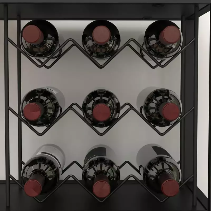 Armário moderno do vinho com prateleira do armazenamento e cremalheira do vinho, armário de madeira industrial para o café