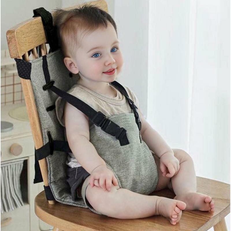 Asiento de arnés de bebé para silla alta, asiento de viaje de tela Oxford plegable portátil, cinturón de seguridad para niños pequeños para restaurante